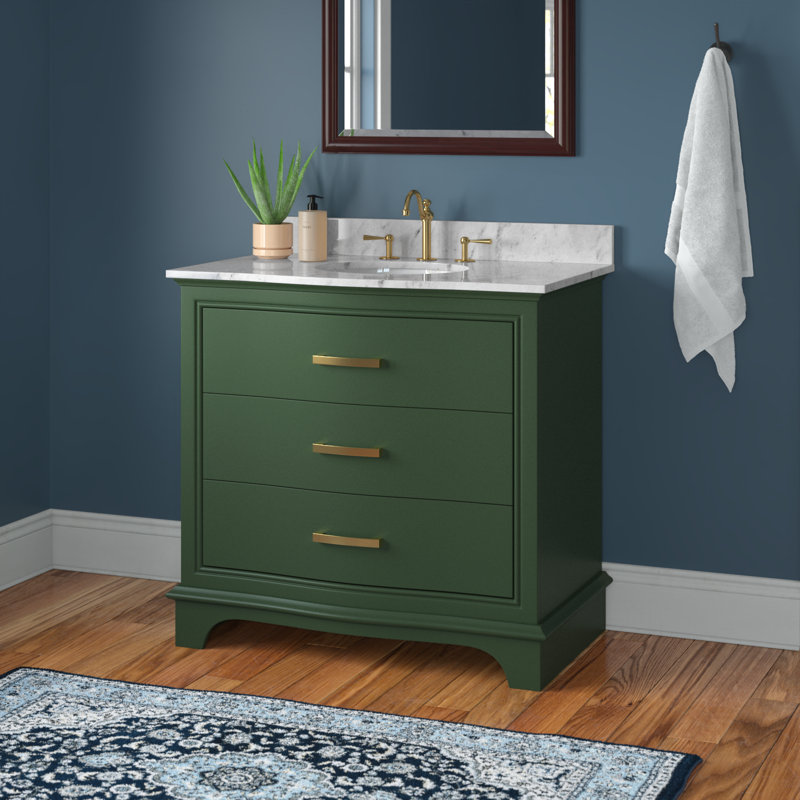 Ensemble de meuble-lavabo simple 36 po Fiona, Evergreen / or brossé