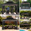 Pavillon de jardin robuste à toit rigide 10 pi x 12 po avec moustiquaire et poutres apparentes SUNJoy