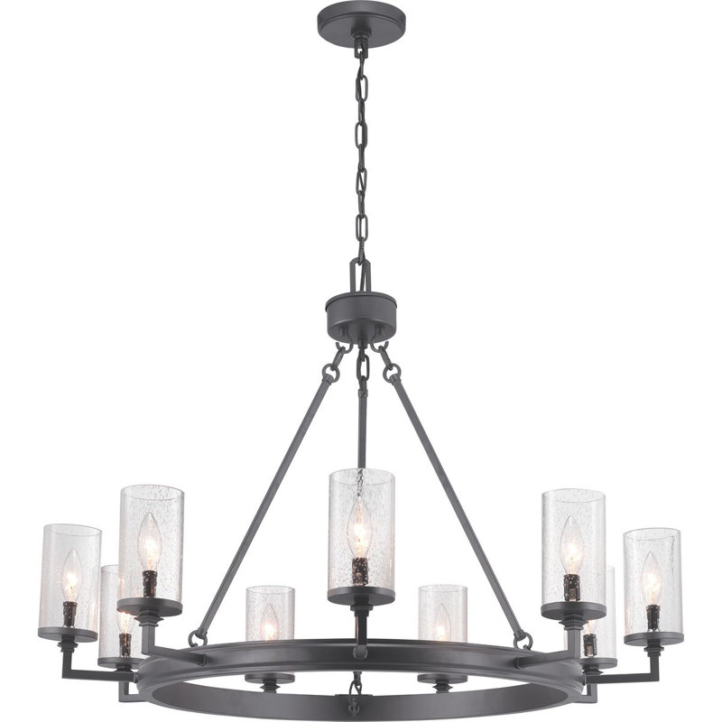 Malek 9 - Light Dimmable Wagon Wheel Chandelier, 9, 24.87" H x 36" W