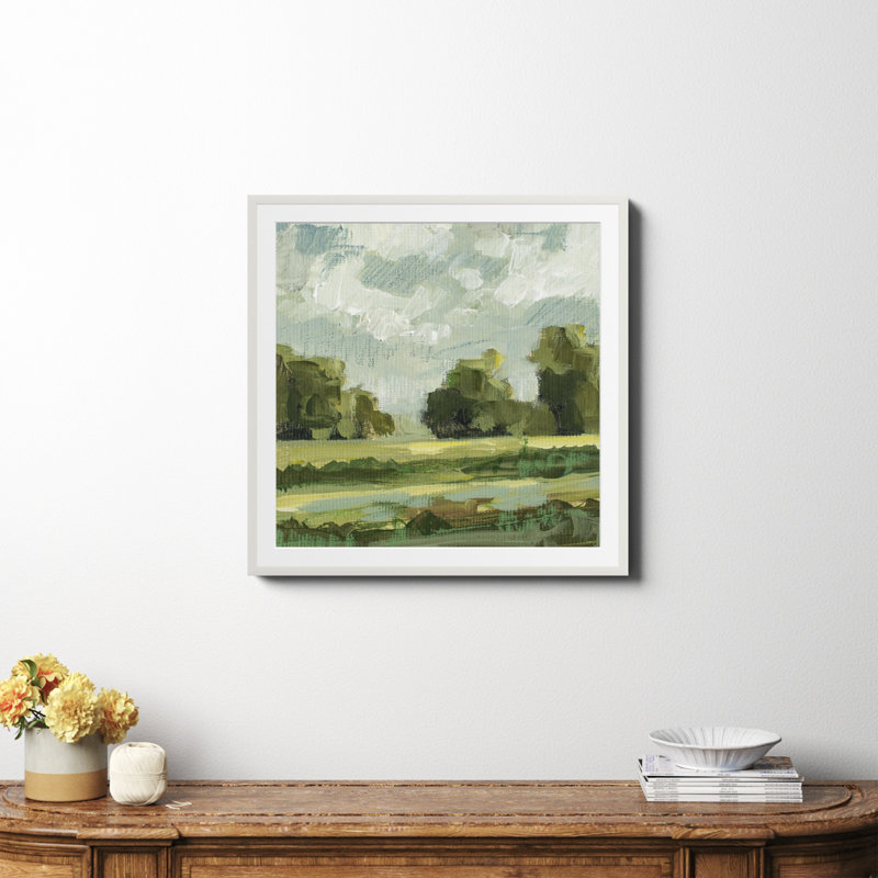 Abstrait paysage paire 12 par Miss Mustard Seed, Oui, H 30 po x l 30 po x P 0,75 po, Papier avec cadre blanc
