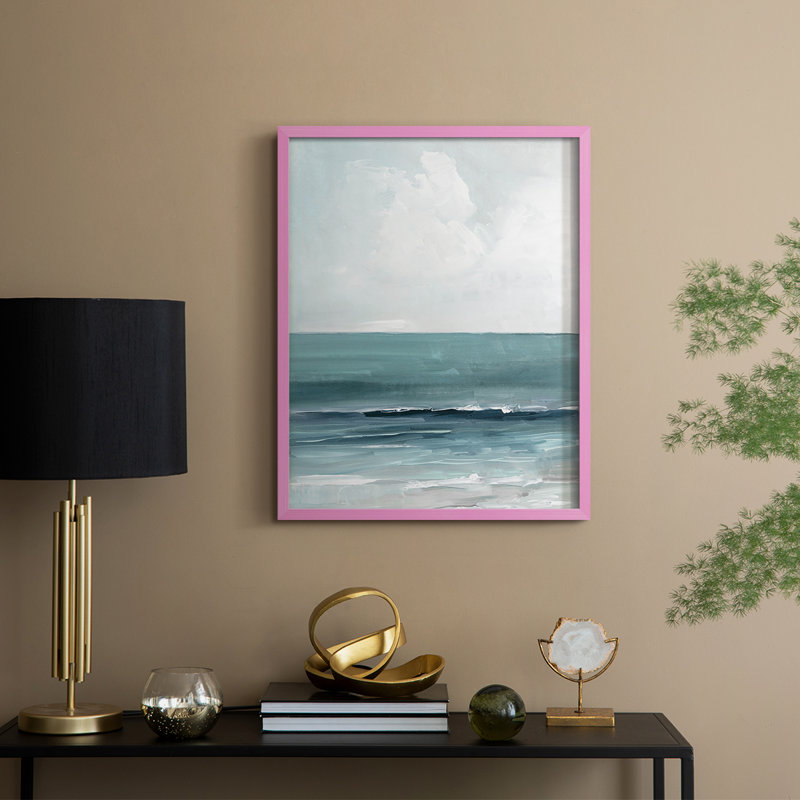«Teal Seas I», reproduction encadrée - bois massif, H 30 po x l 24 po, Rose