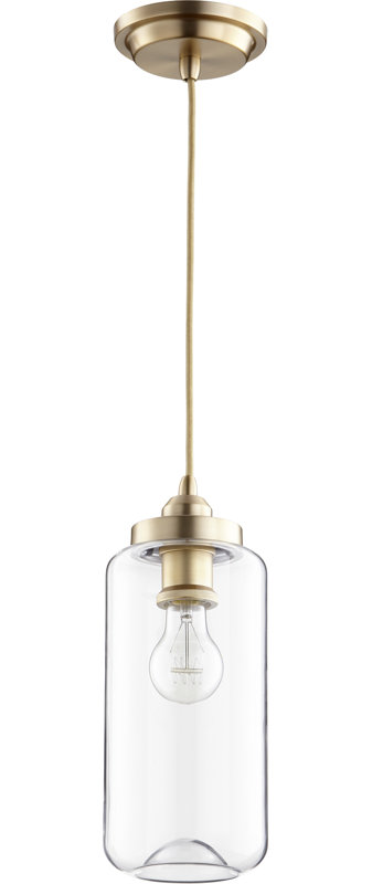 Rayner 1 - Light Single Pendant, Aged Brass, 10.75" H x 5.75" W