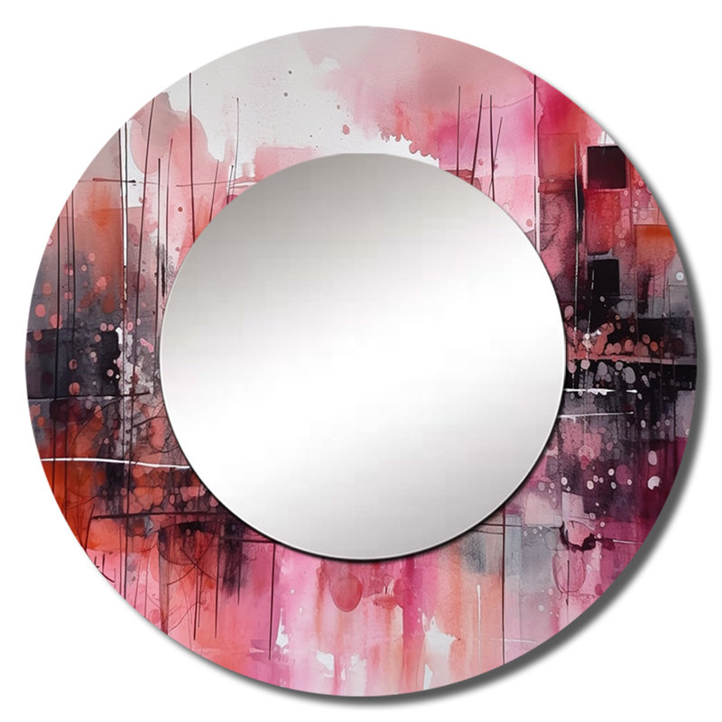 Phillibert Modernist Expressions III - grand miroir moderne de style Mid-Century, décor de miroir mural rond unique moderne, impression d'art en métal