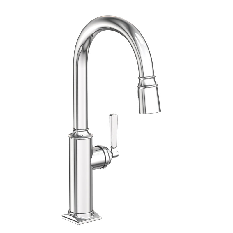 Adams Single Handle Pull Down Kitchen Faucet, Polished Chrome