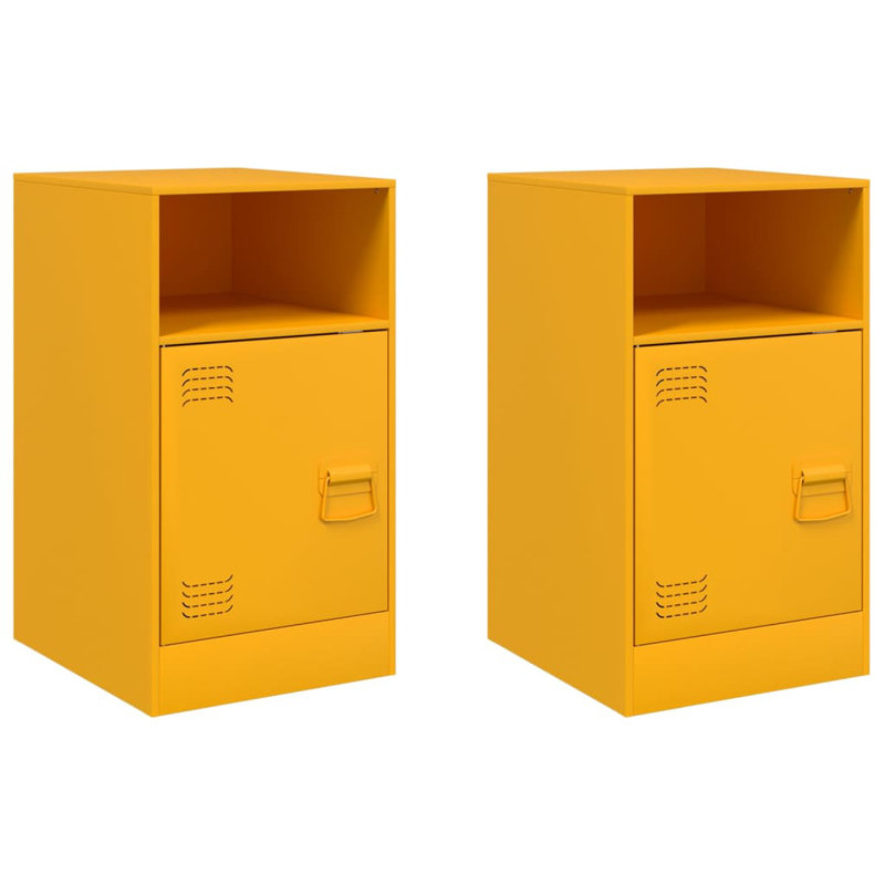 Lars 34.5cm W Steel Bedside Table, Mustard Yellow