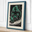 Green Bear Snarl Retro - Wrapped Canvas-304797555-304797453