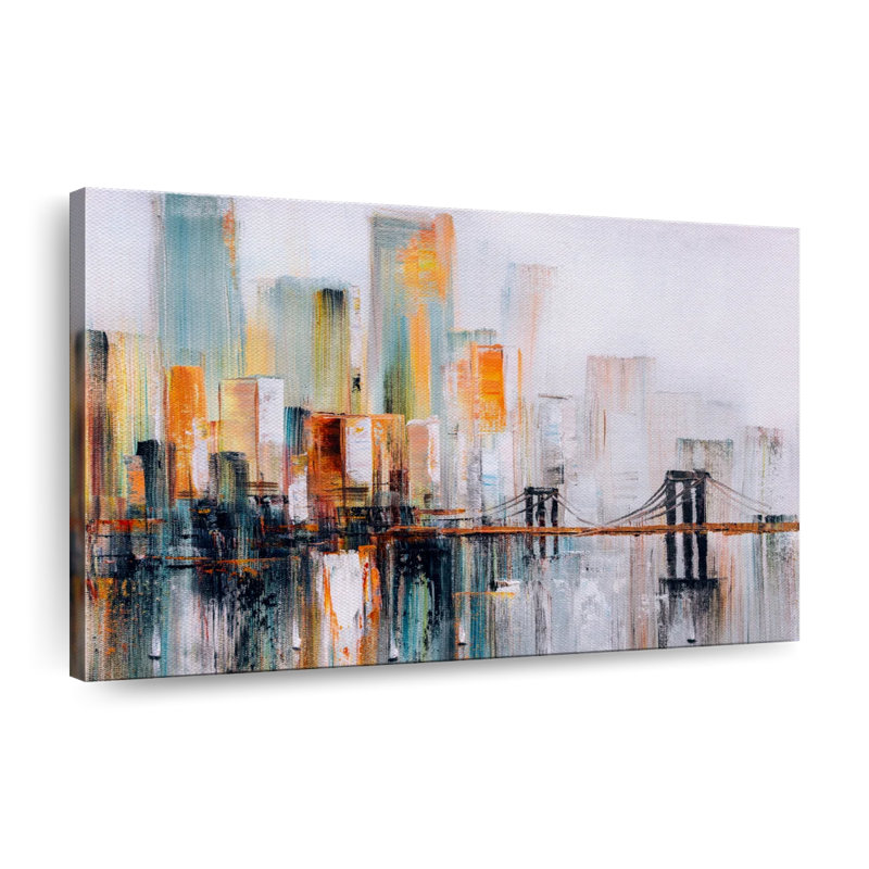 «City Skyline Abstract», reproduction sur toile tendue, H 8 po x l 12 po x P 1 po