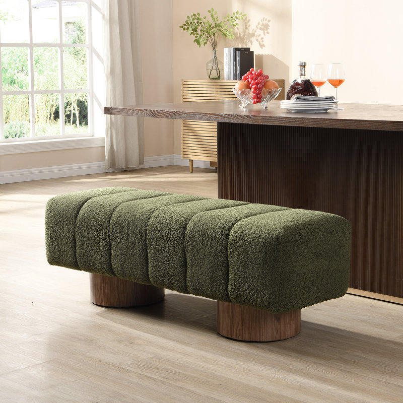 Banc de salle à manger Marlon avec base en bois, H 17 po x l 50 po x P 16,75 po, Vert