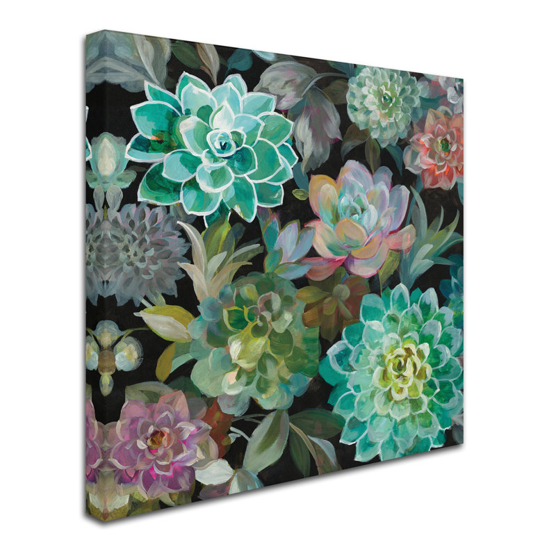 «Floral Succulents v2 Crop» par Danhui Nai - reproduction d'art, H 18 po x l 18 po x P 2 po, Toile tendue