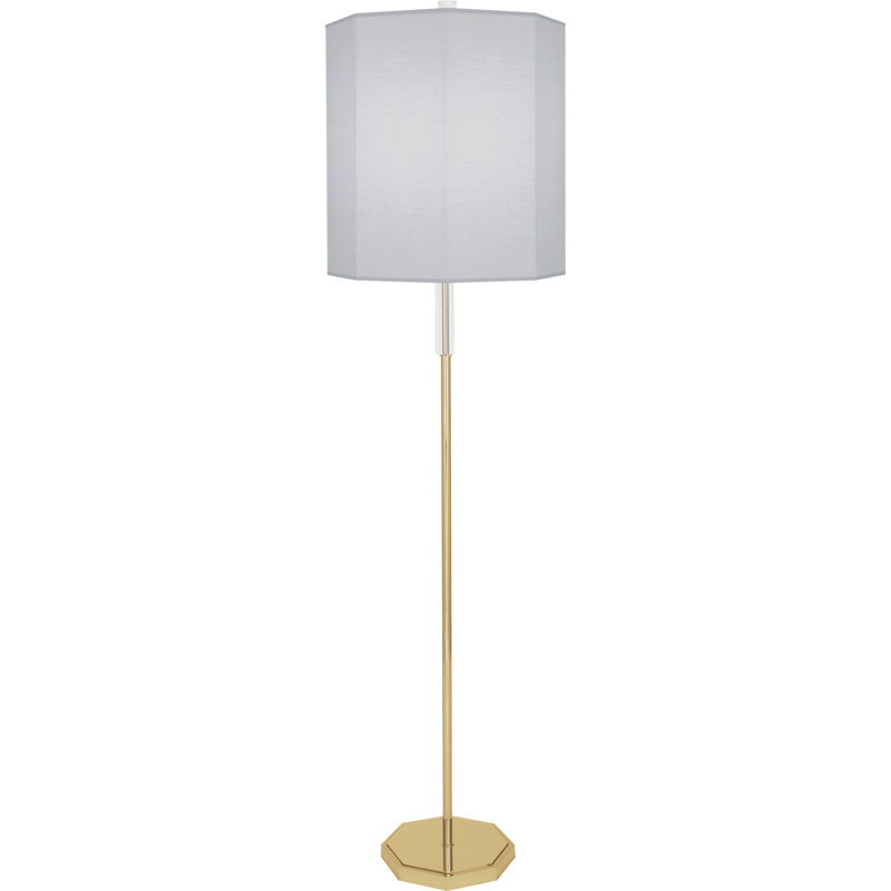 Kate 66.25'' Traditional Floor Lamp, Modern Brass, Smoke Gray