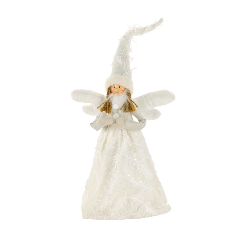 Figurine en tissu fille ange assis, Rouge