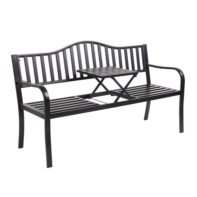 Lisabeta Powder Coated Steel Outdoor Bench