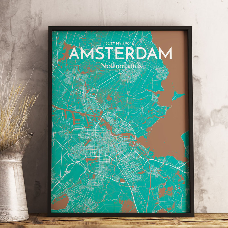 Amsterdam City Map - No Frame Print, 61cm H x 45.7cm W x 0.13cm D