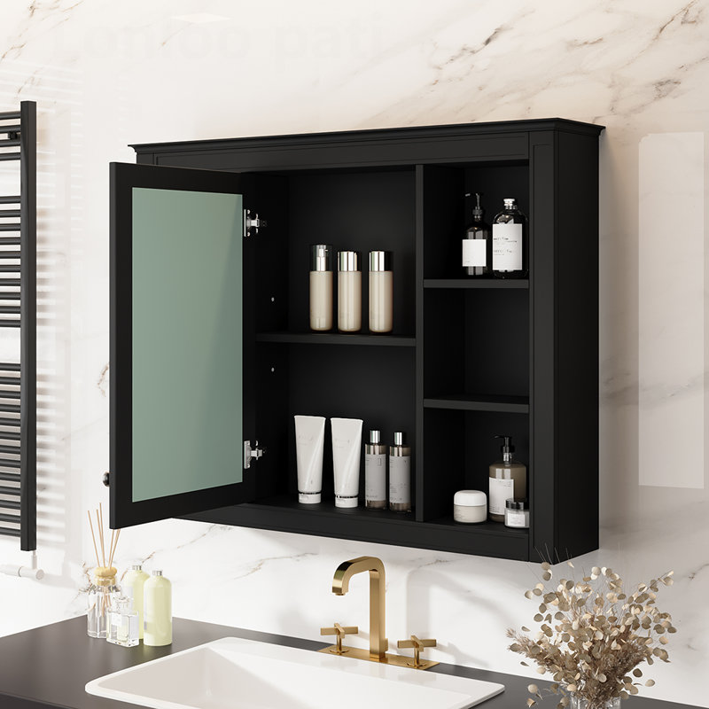 Armoire d'appoint Retha, Noir, noir, noir, noir, H 27,63 po x l 35,03 po x P 7,32 po