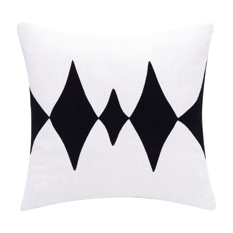 Throw Pillow Square Pillow Cover and Insert, Polyester/Polyfill, Black/White Diamond