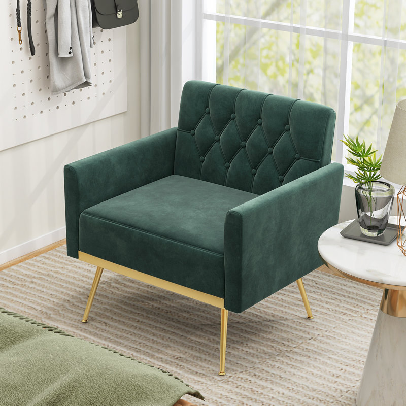 Chaise d'appoint rembourrée de style Mid-Century, canapé en velours de loisirs moderne avec repose-pieds réglables