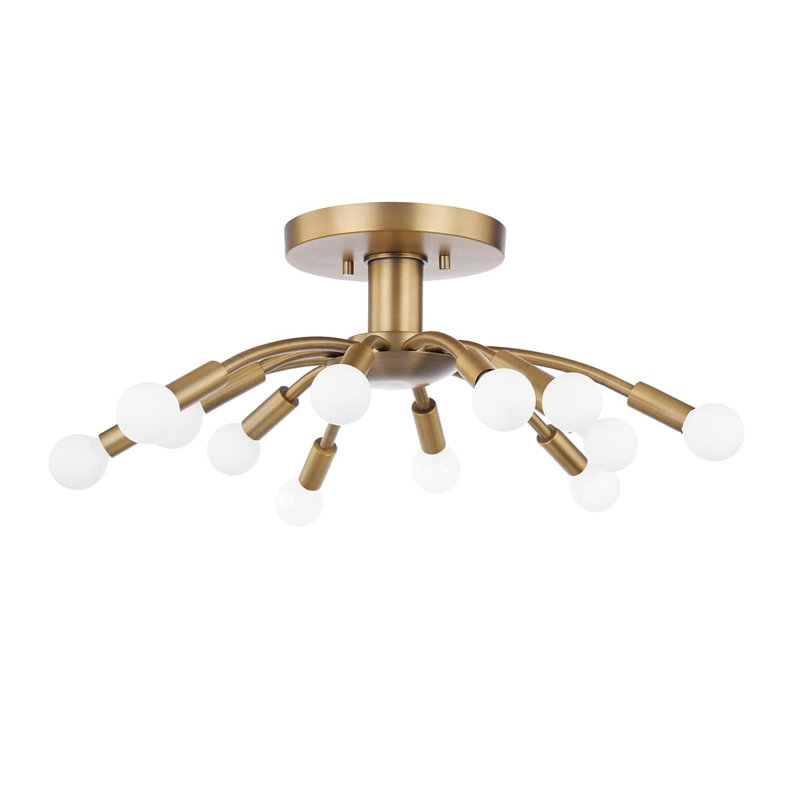 Tristan Patina Brass 12-Light Semi-Flush Mount for Indoor/Outdoor