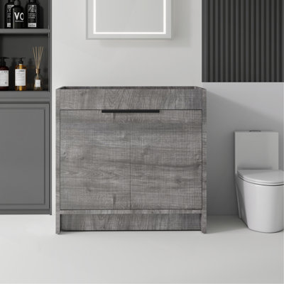 Armoire de meuble-lavabo autoportante 30 po, contreplaqué, portes doubles à fermeture douce, rangement intérieur spacieux, armoire seulement, lavabo non inclus