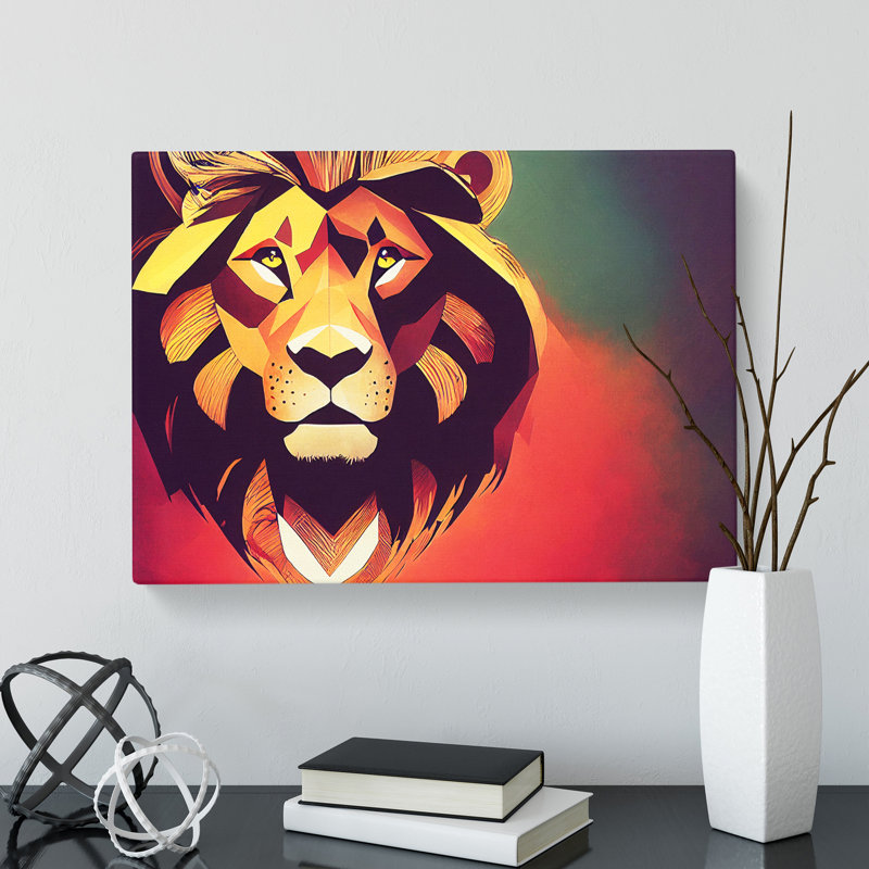 The Impressive Abstract Lion - Wrapped Canvas, 35cm H x 50cm W x 3cm D