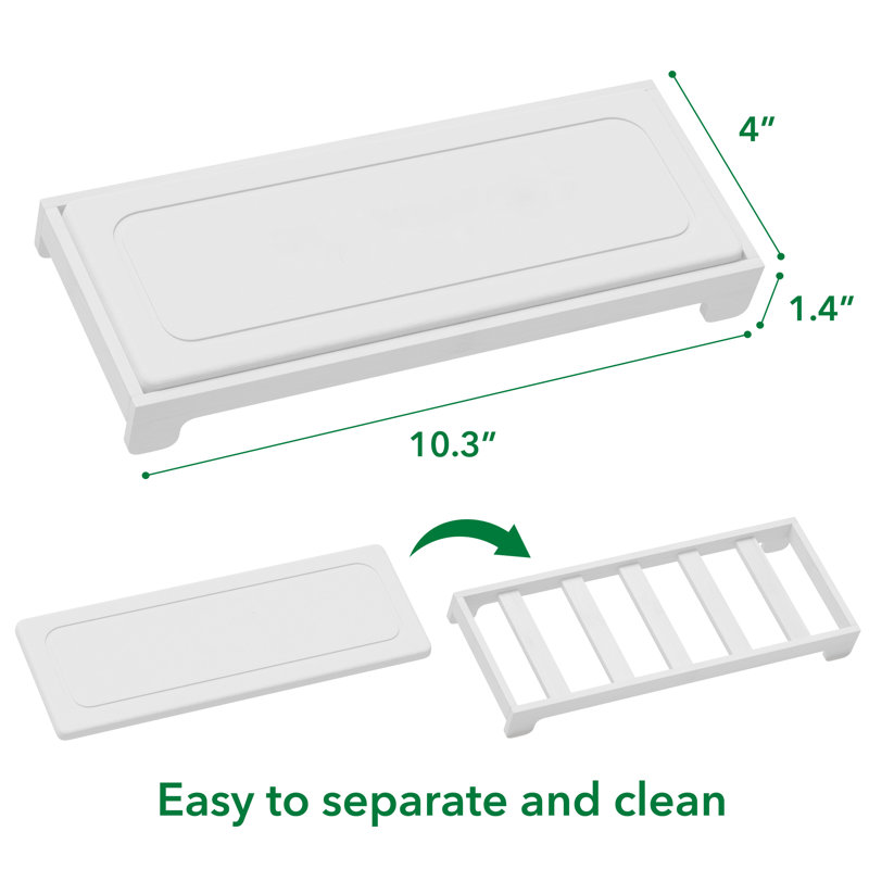 DryingNeat Instant Dry Sink Caddy, Kitchen Sponge & Soap Holder, Fast-Drying Countertop Organizer Tray, White