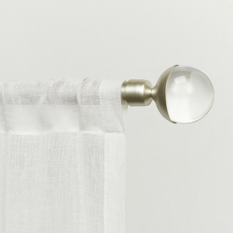 Adjustable Matte Bronze Curtain Rod with Clear Globe Finials