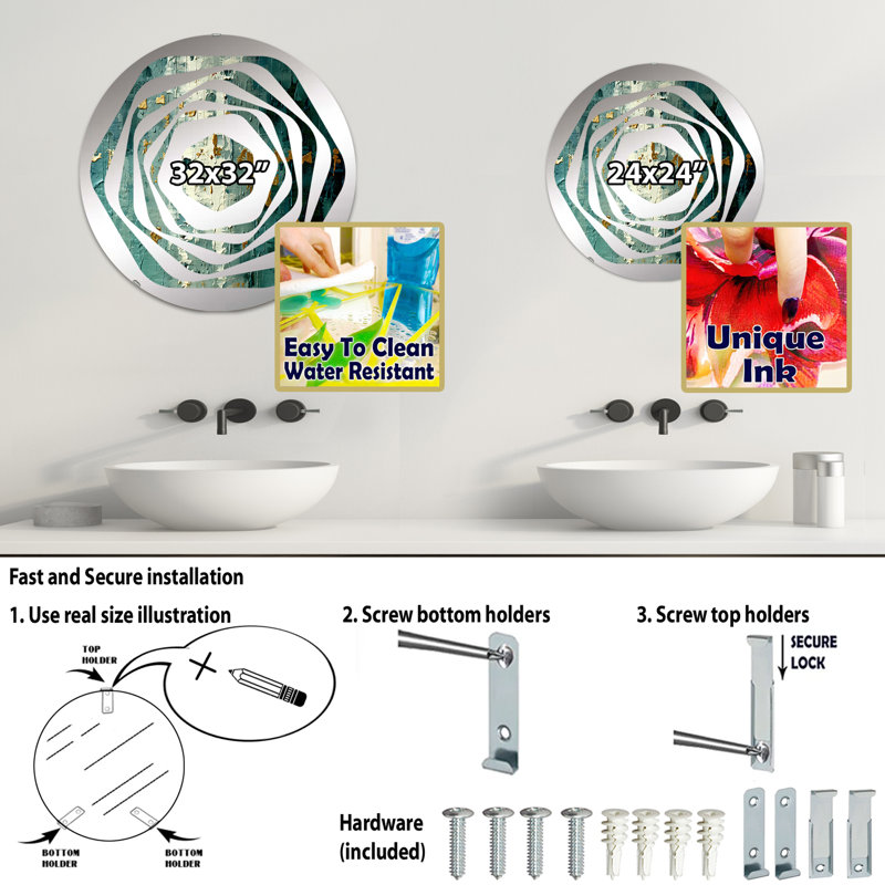 Cyria - Miroir décoratif Amorphe, 23,6 po x 23,6 po