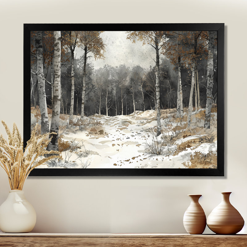 Winter Woodland Forest Landscape II - Art mural forêt, H 12 po x l 20 po, Reproduction encadrée d'une seule photo sans pass