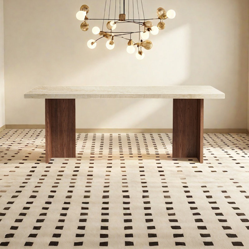 Modern Minimalist Dining Table, 29.52"H x 86.61"L x 39.37"W