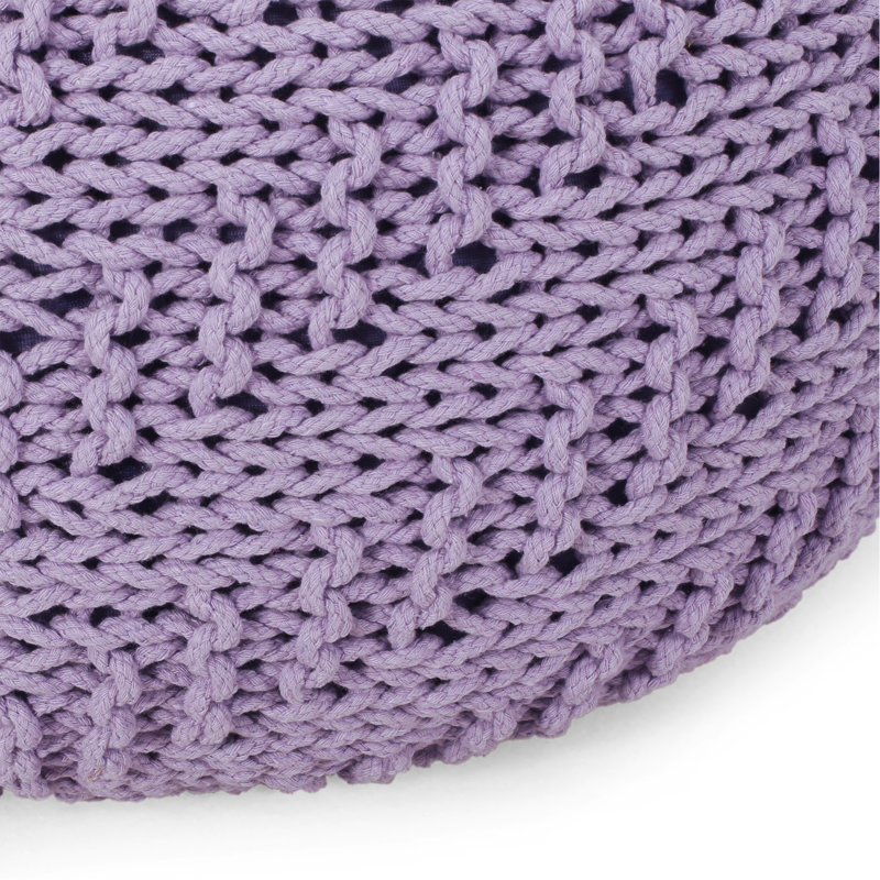 Pouf rond en coton Bordeaux, lavande