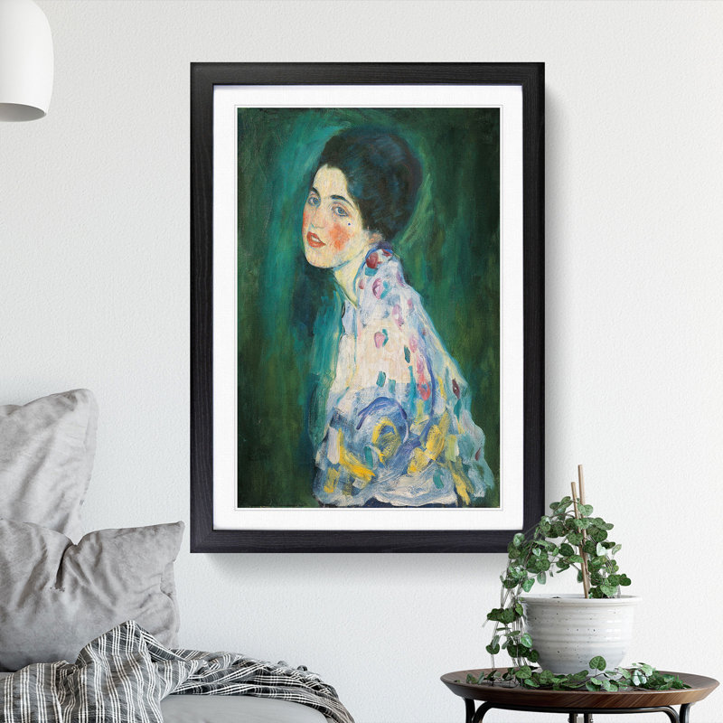 Portrait of a Lady by Gustav Klimt - Picture Frame Painting, Black Framed, 65cm H x 48cm W x 2cm D
