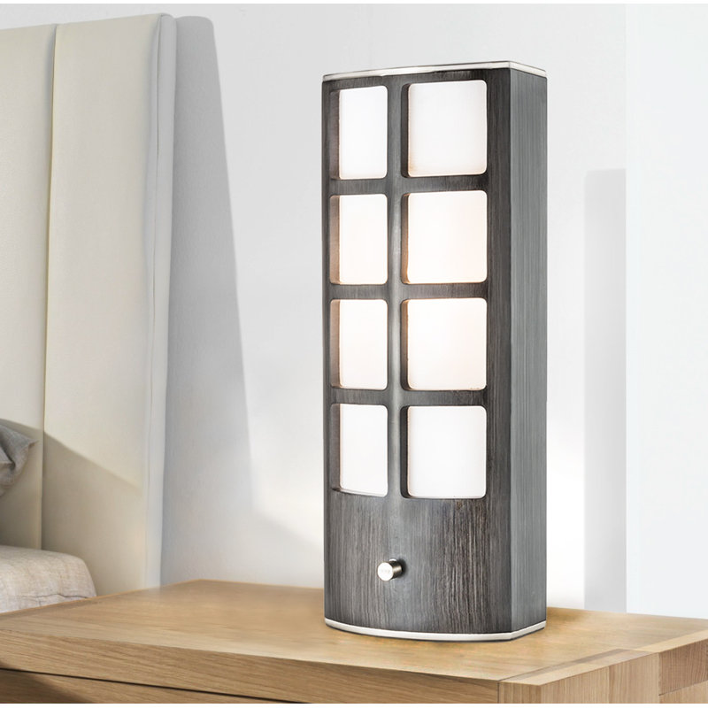 Ventana Accent Table Lamp - 20", Charcoal Gray Wood, Dimmer Switch