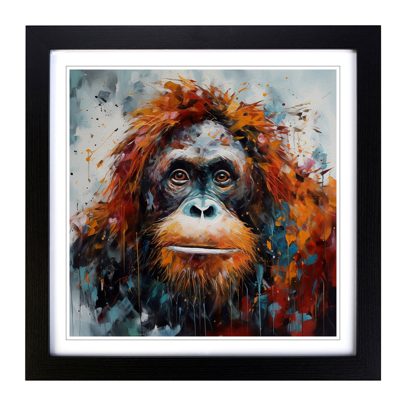 Orangutan Expressionism - Framed Print, Black