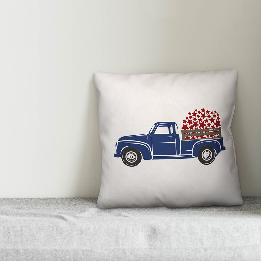 Patriotic Stars Vintage Truck Throw Pillow Designs Direct Creative Group