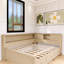 Lit de jour simple avec tablettes de rangement et 3 tiroirs-446345621