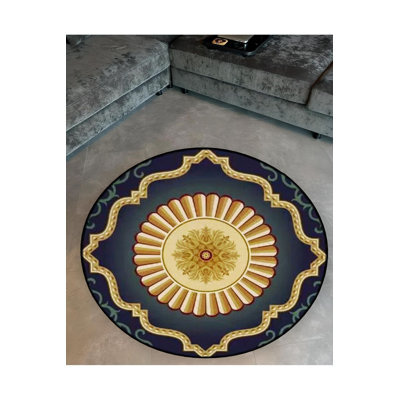 Tapis rond rond multicolore à motif tissé lavable à la machine