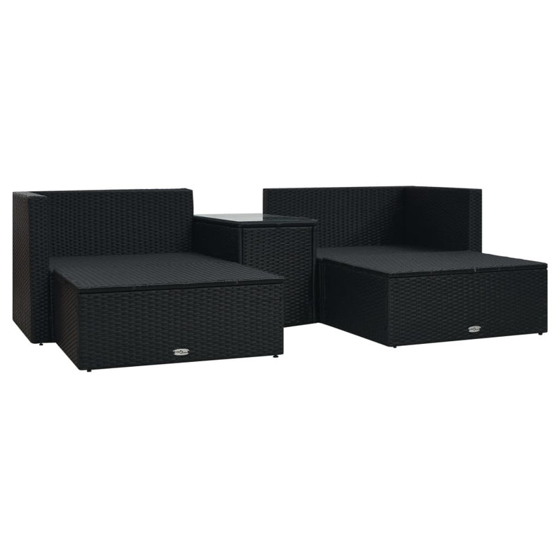 Aliani 5 Piece Lounge Chair with Cushions, Black, Black