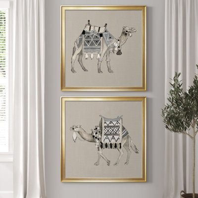 Exotic Camel I - ensemble de 2 reproductions d'art encadrées