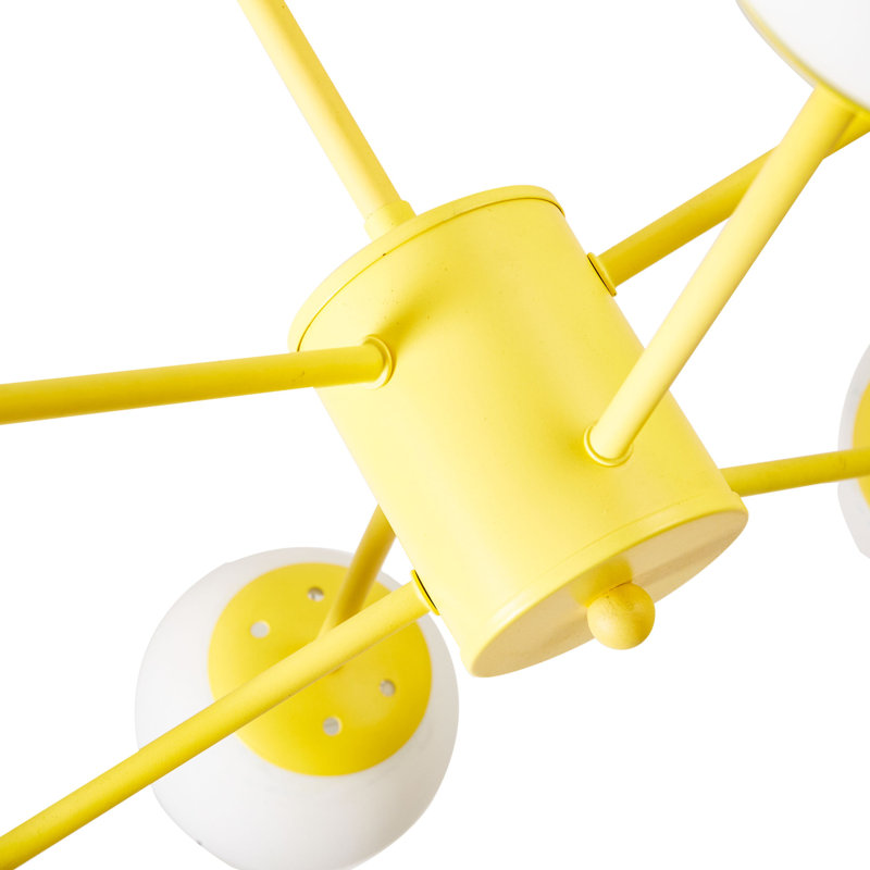 angelo:HOME Lloyd 6 Light Modern Spoke Chandelier in Multiple Color-ways, Meyer Lemon