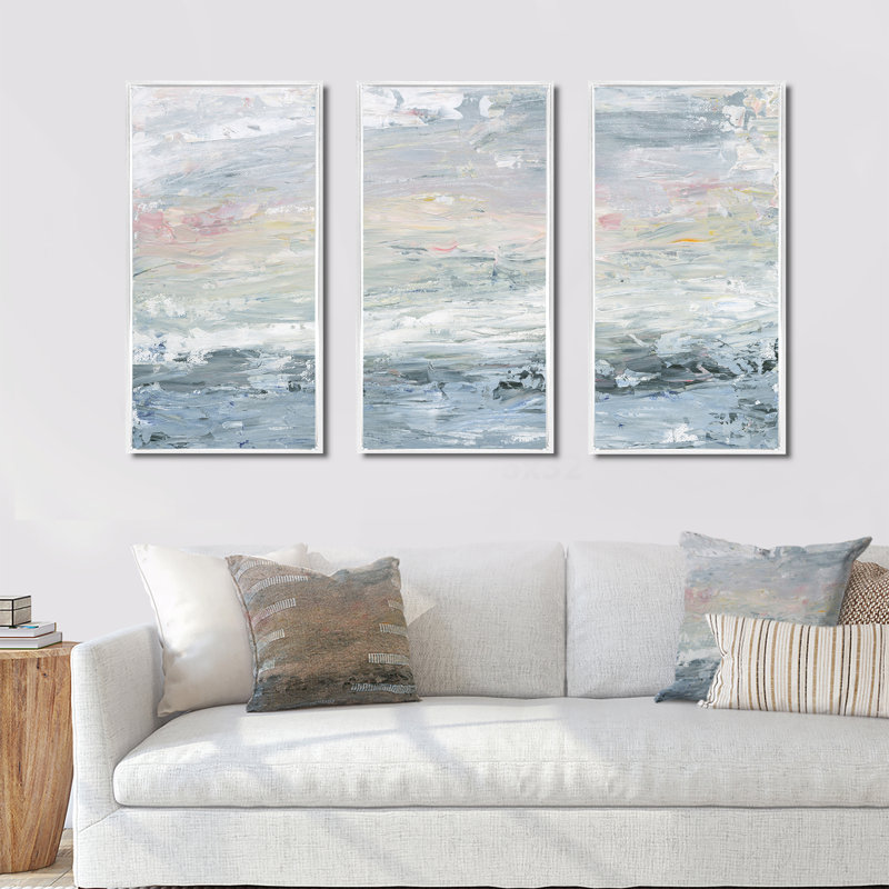 «Gray Abstract Watercolor II», ensemble d'art moderne sur toile encadrée moderne et contemporaine