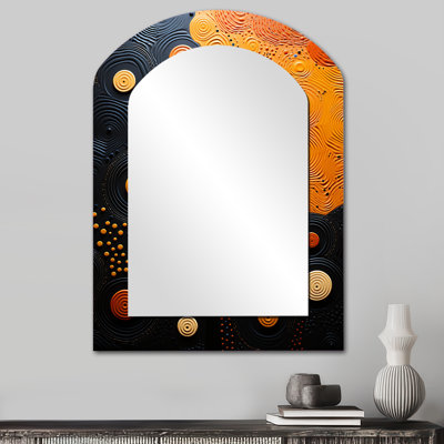 African Tribes Sacred Patterns IV - Large Arched Wall Mirror On Metal