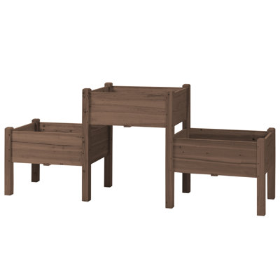 Outsunny Raised Garden Bed With 3 Planter Box