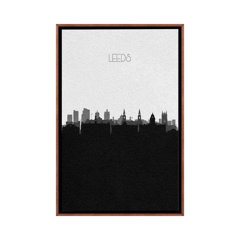 Leeds, United Kingdom City Skyline by Ayse Deniz Akerman - Print on Canvas, Brown Framed, 66.04 cm H x 45.72 cm W