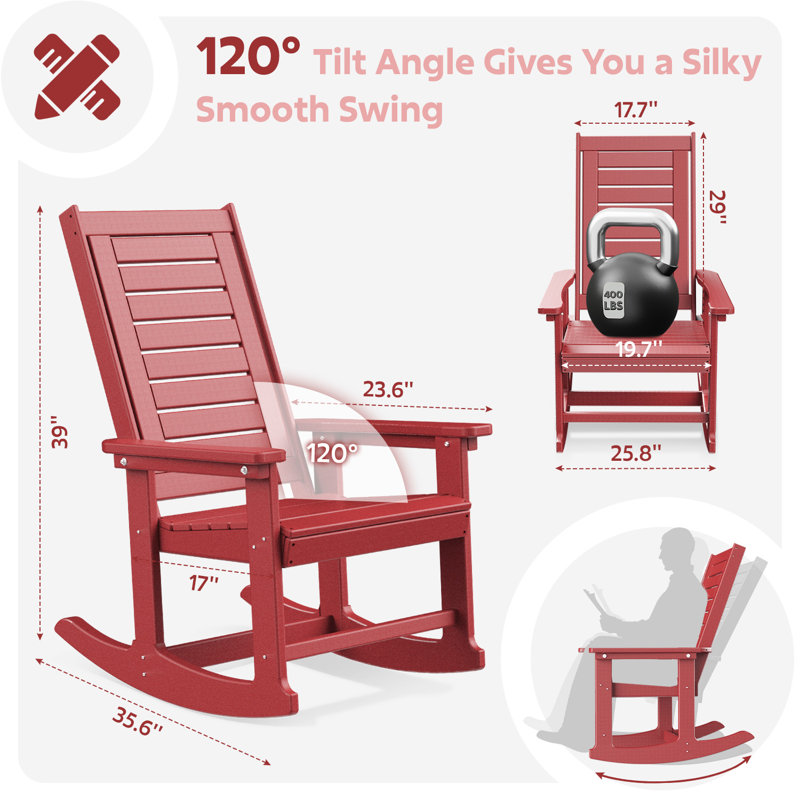 Chaise berçante d'extérieur Plumville, Rouge