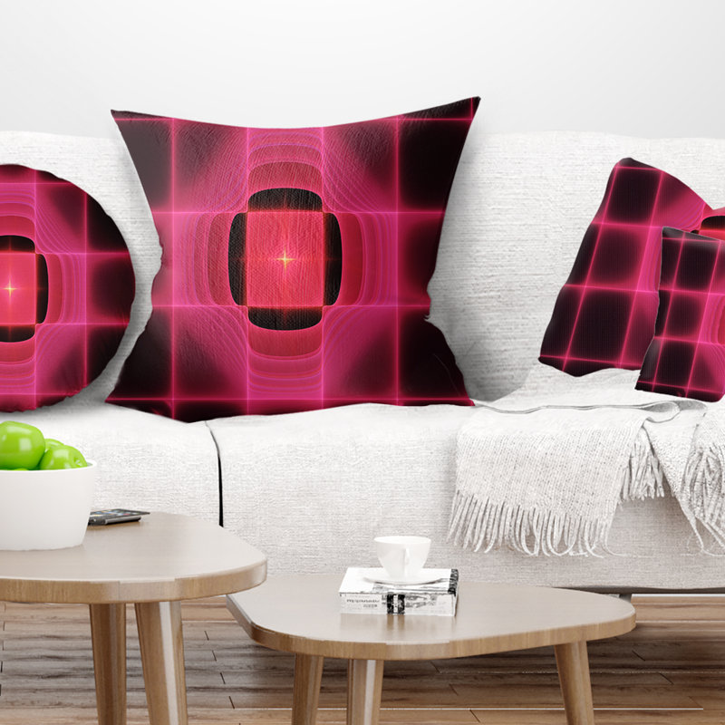 Visière thermique infrarouge - coussin imprimé abstrait, 18 po x 18 po, Rose, Coussin décoratif