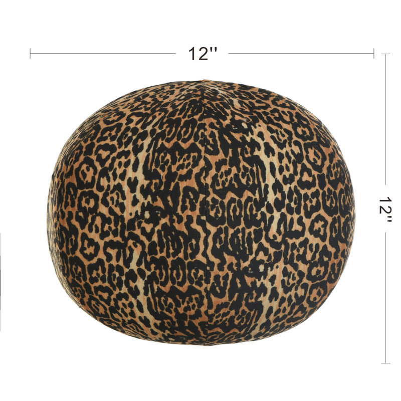 Leopard Print Round Velvet Throw Pillow with Feather Filling