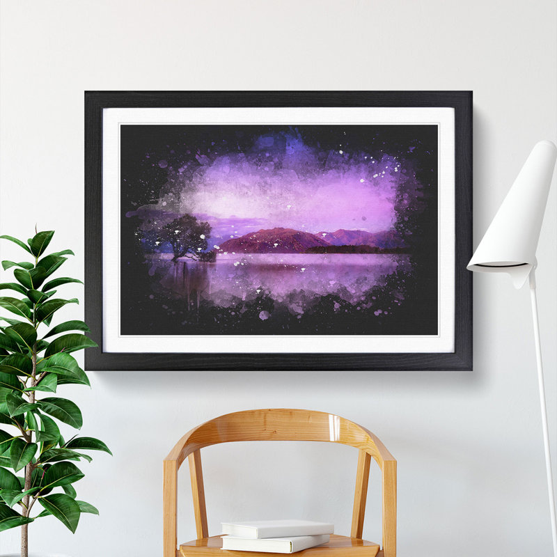 Lone Tree Under a Purple Sunrise - Picture Frame Graphic Art Print, Black Framed, 33cm H x 45cm W x 2cm D