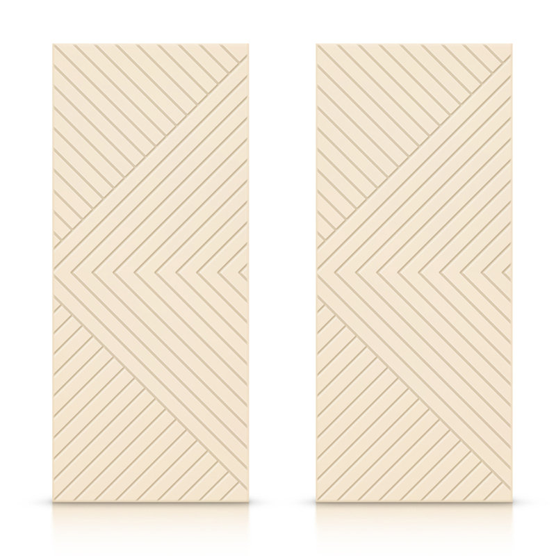 Portes à panneaux coulissantes doubles à panneaux, Beige, 72 po x 80 po
