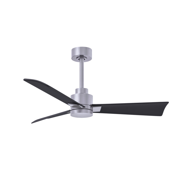 Alessandra Outdoor Downrod Ceiling Fan, Matte Black, Brushed Nickel