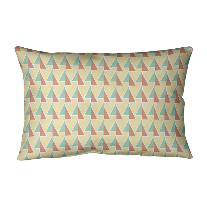 Coussin lombaire à motif de flèches changeées, H 14 po x l 20 po, Vert/orange, Polyester / Bourre en polyester