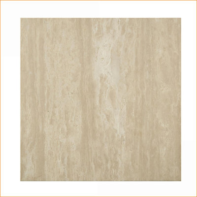 Table basse carrée beige en travertin à dessus fixe pour le salon, capacité de poids robuste de 70 lb